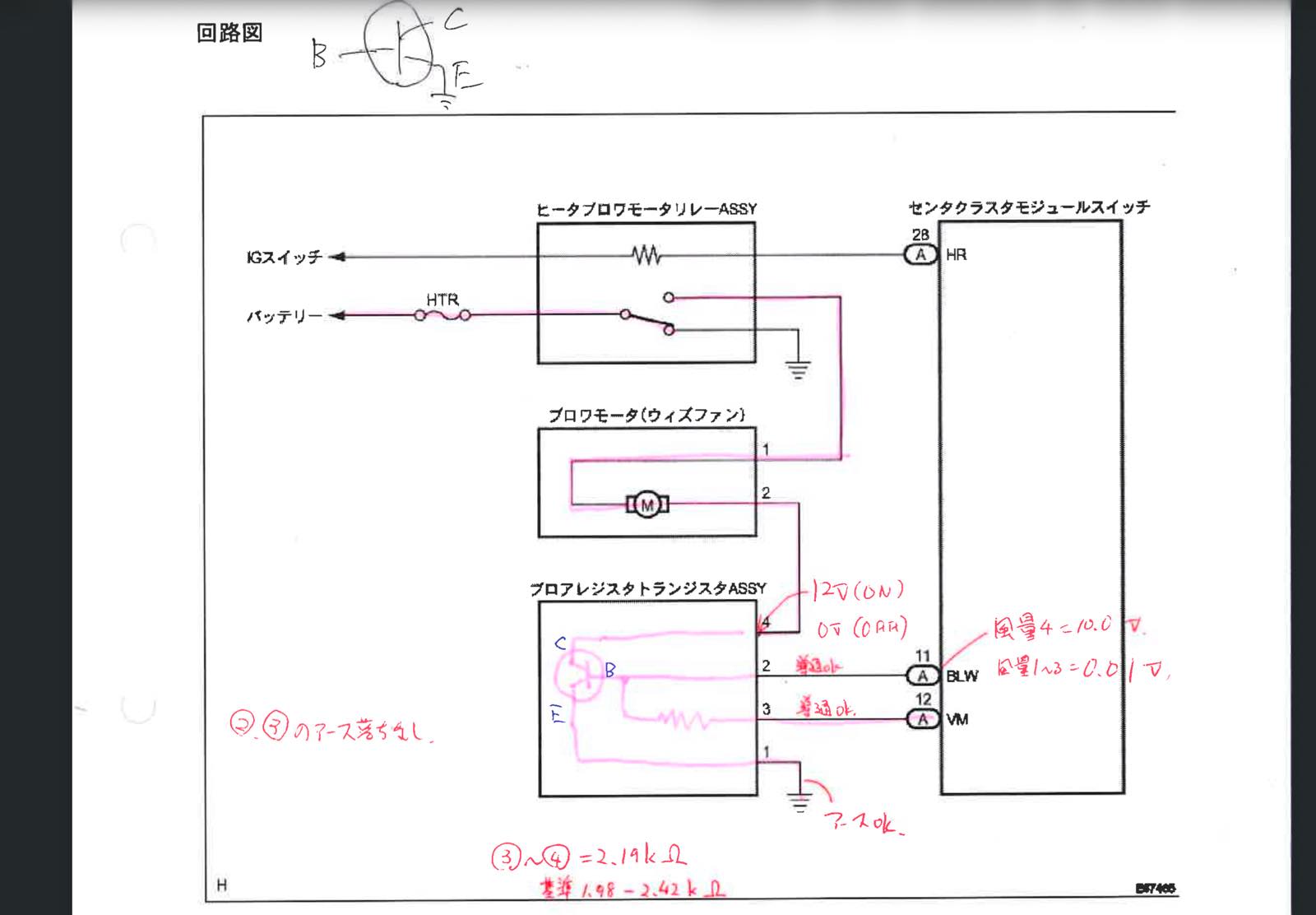 ポルテエアコンのセンタクラスタモジュールの点検